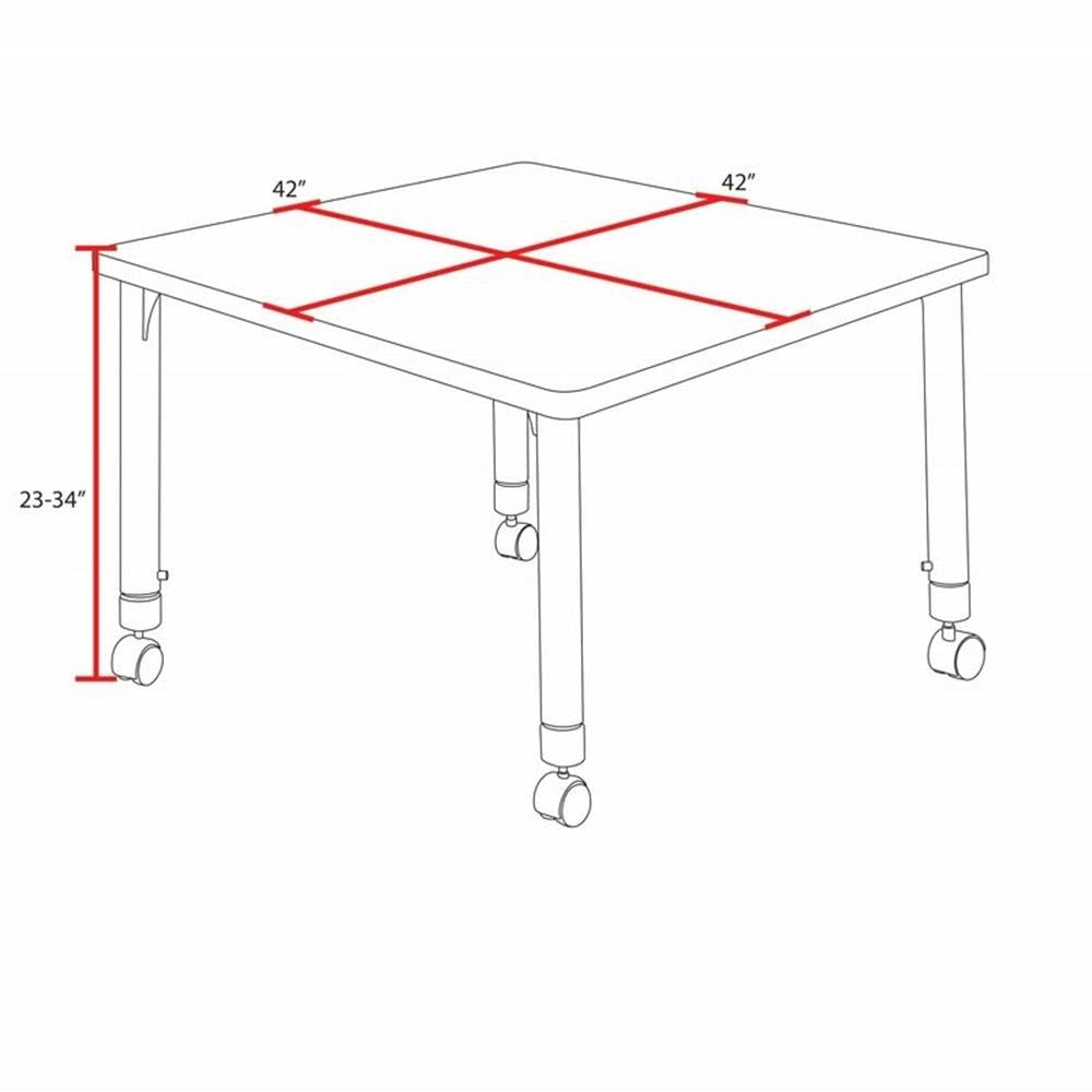 42" Square Mobile Table with 4 Stack Chairs A3989