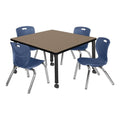 42" Square Mobile Table with 4 Stack Chairs A3989