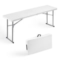Folding Table 6FT Narrow Portable Plastic Heavy Duty Table, White J940