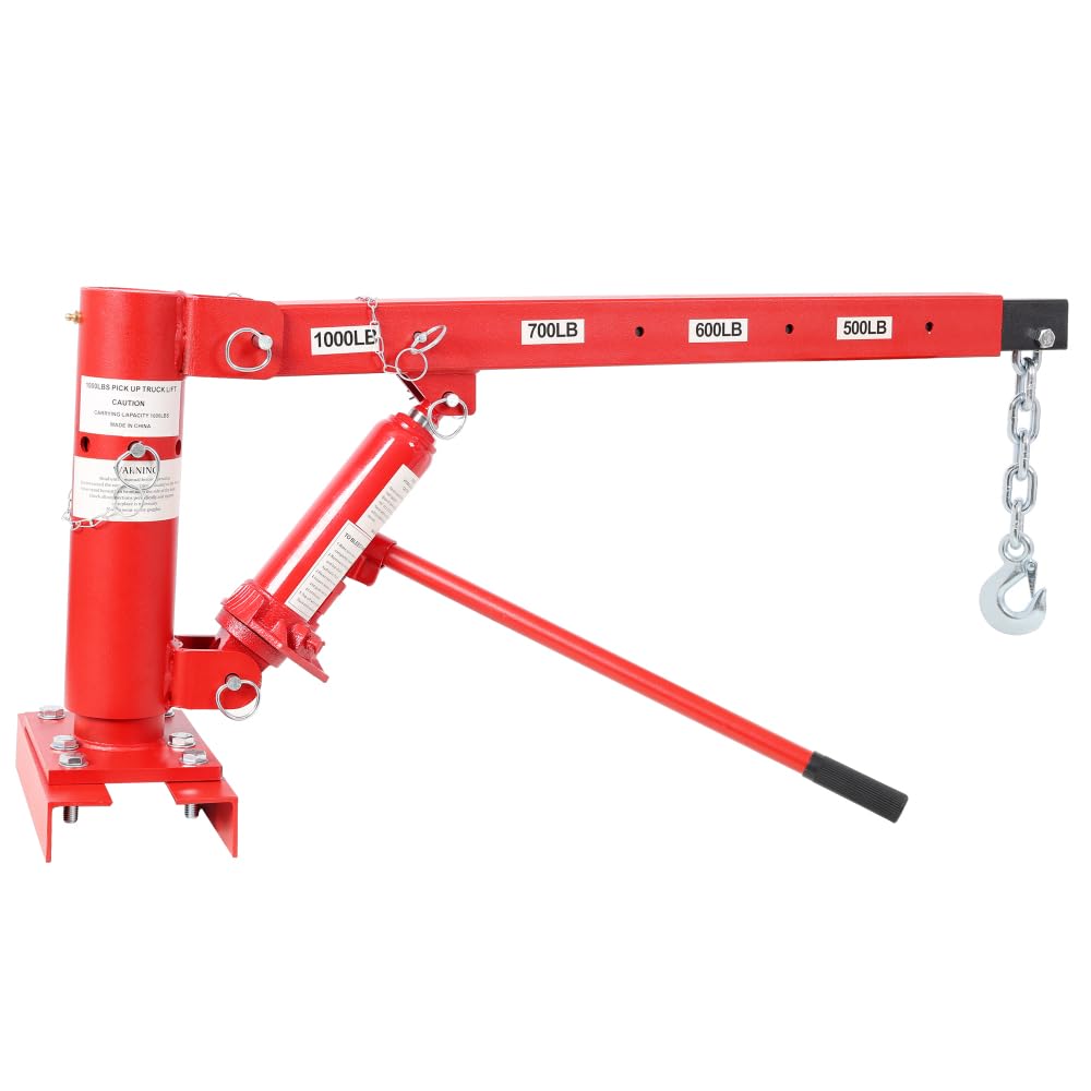 1000lbs Capacity Hydraulic Truck Bed Crane with 360° Swivel Base Y763799