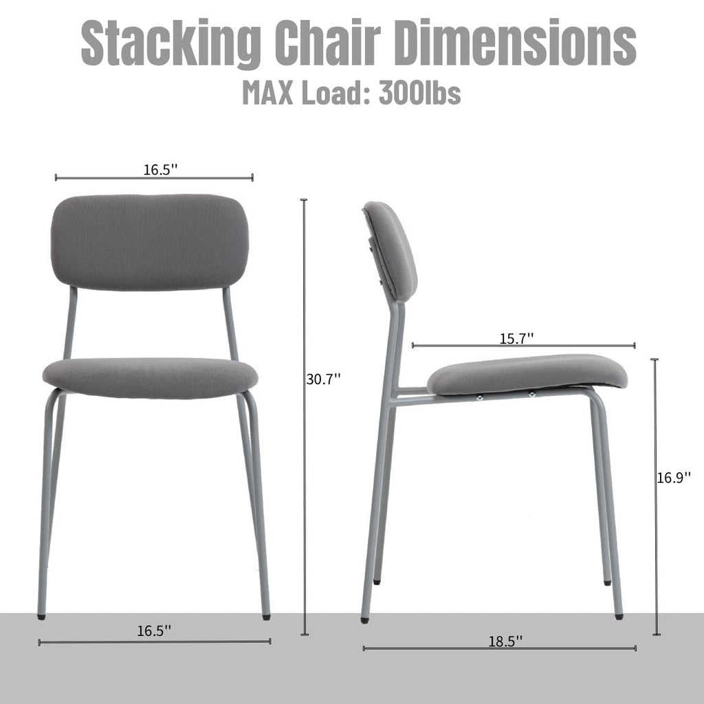 Grey Padded Stackable Chairs Set of 4 X48465