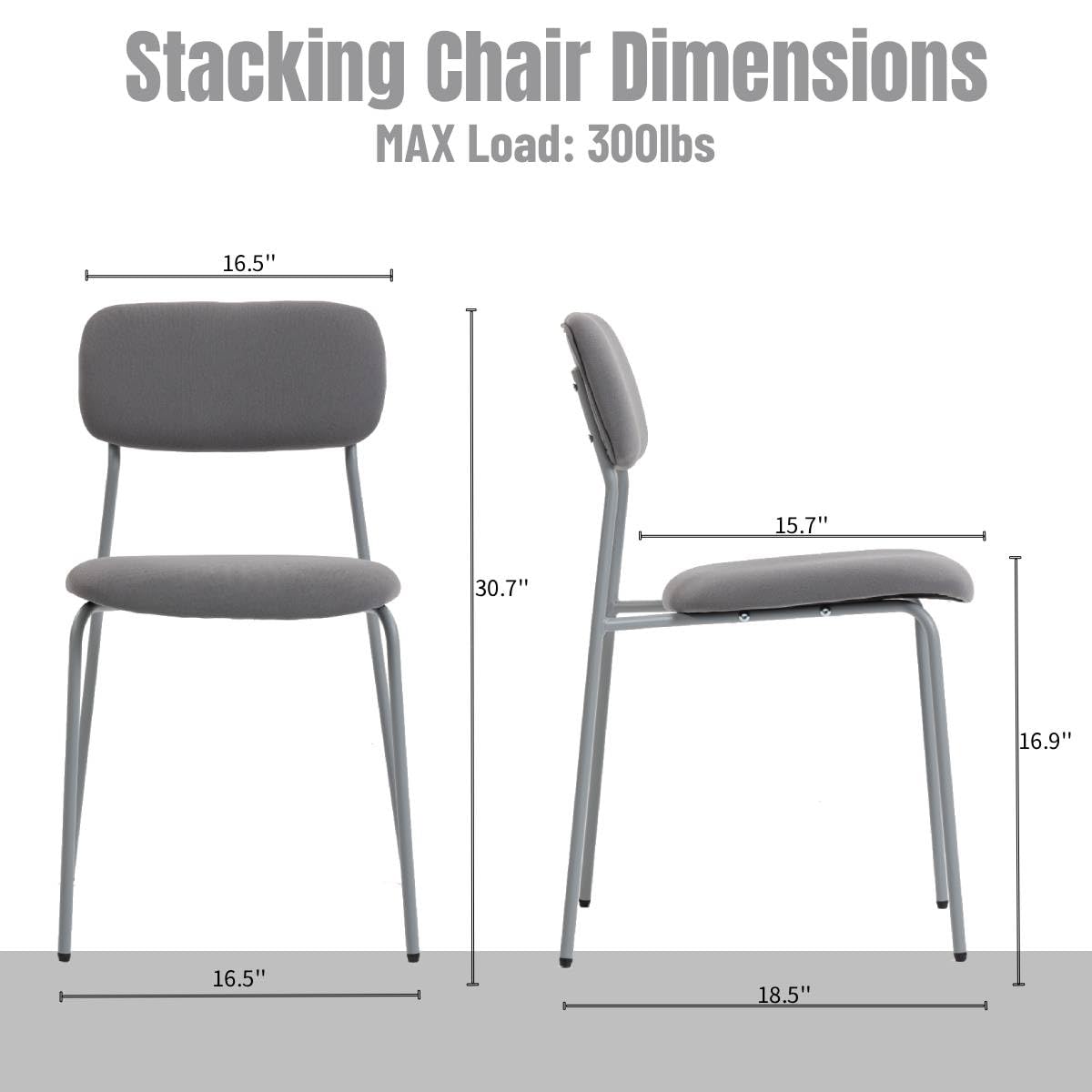 Grey Padded Stackable Chairs Set of 4 X48465