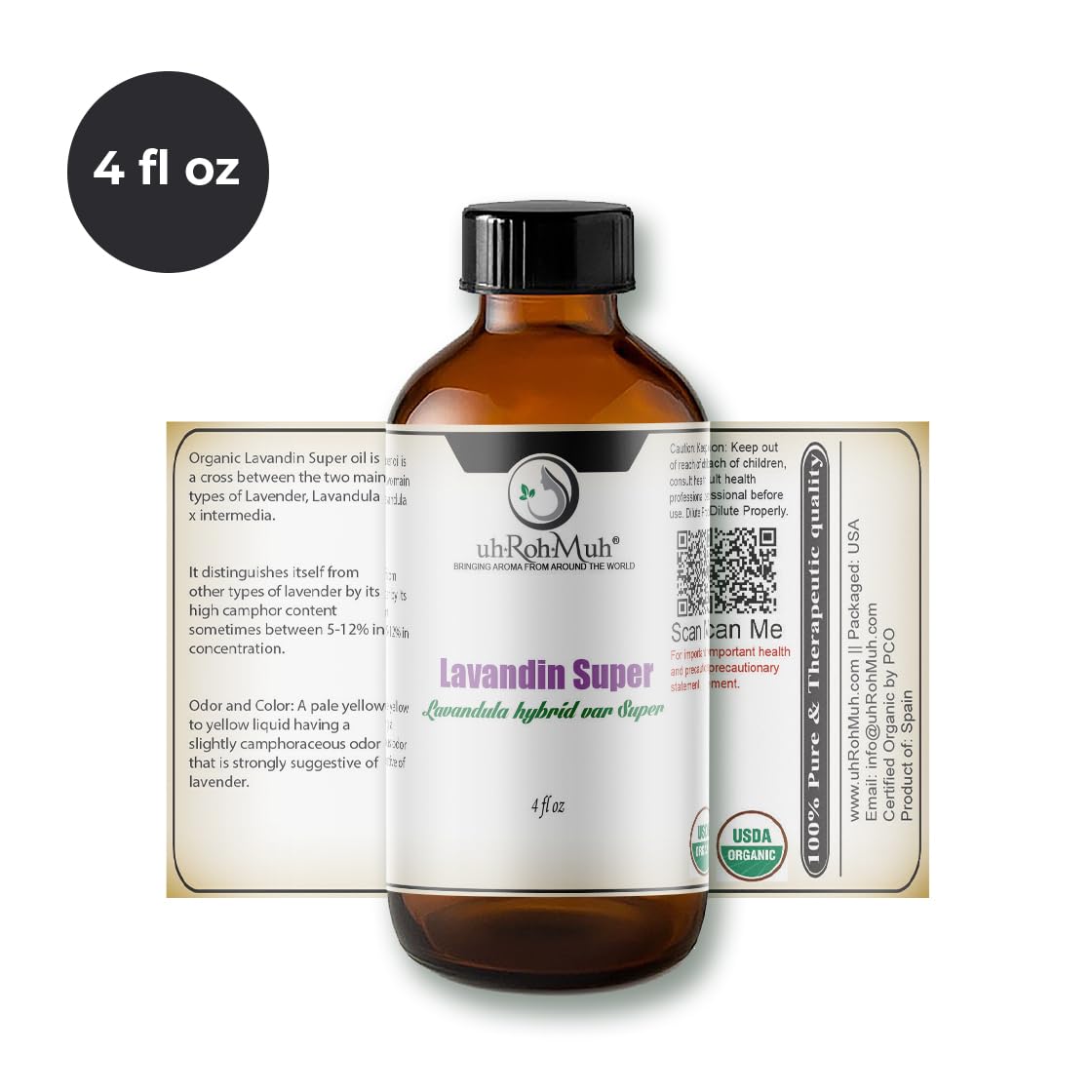 Organic Lavandin Super Essential Oil 4 Fl Oz B5366