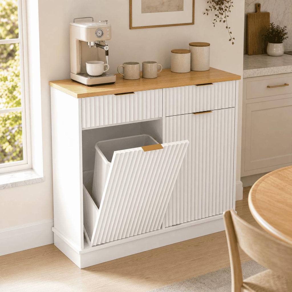 White Double Tilt Out Trash Can Cabinet C5465