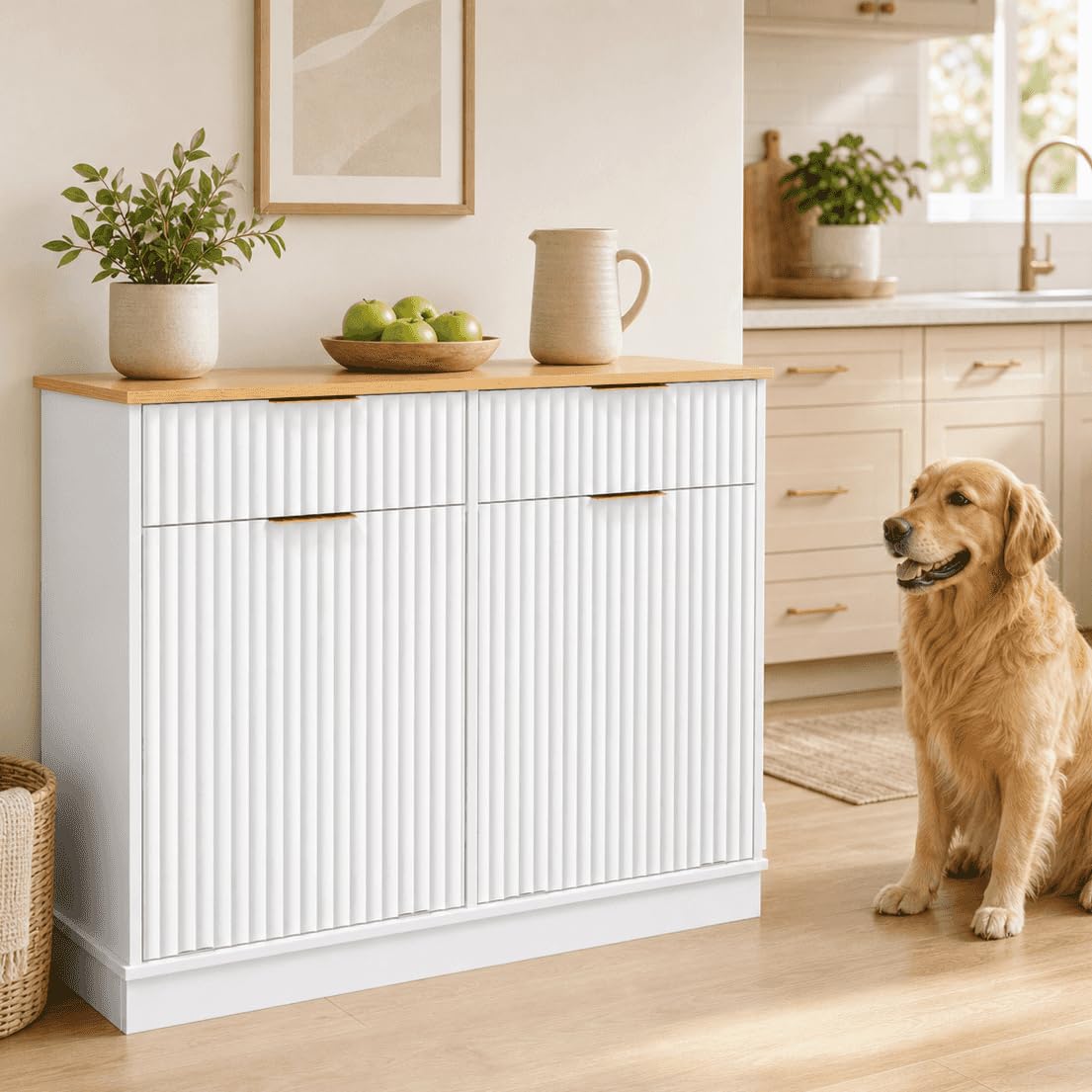 White Double Tilt Out Trash Can Cabinet C5465