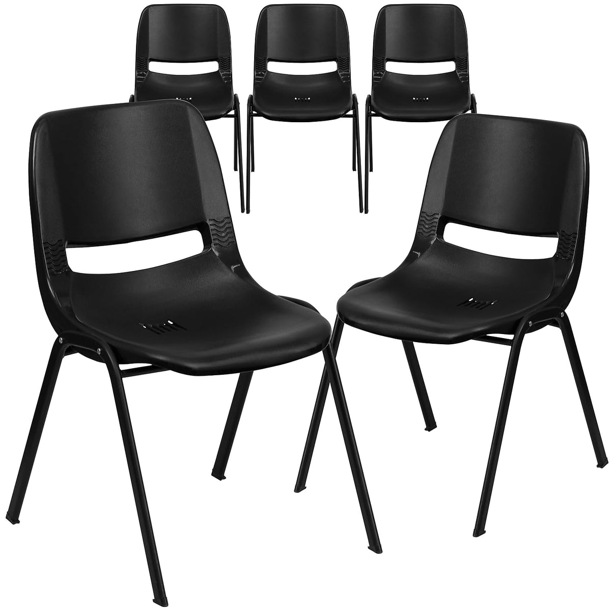Black Ergonomic Stack Chair 5-Pack O34574