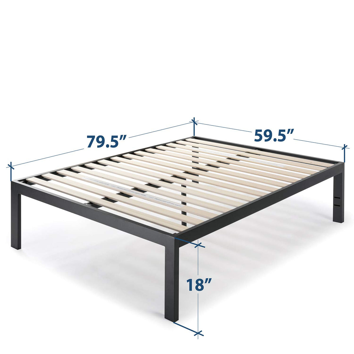 Queen 18 Inch Heavy Duty Steel Platform Bed with Wood Slat H455301