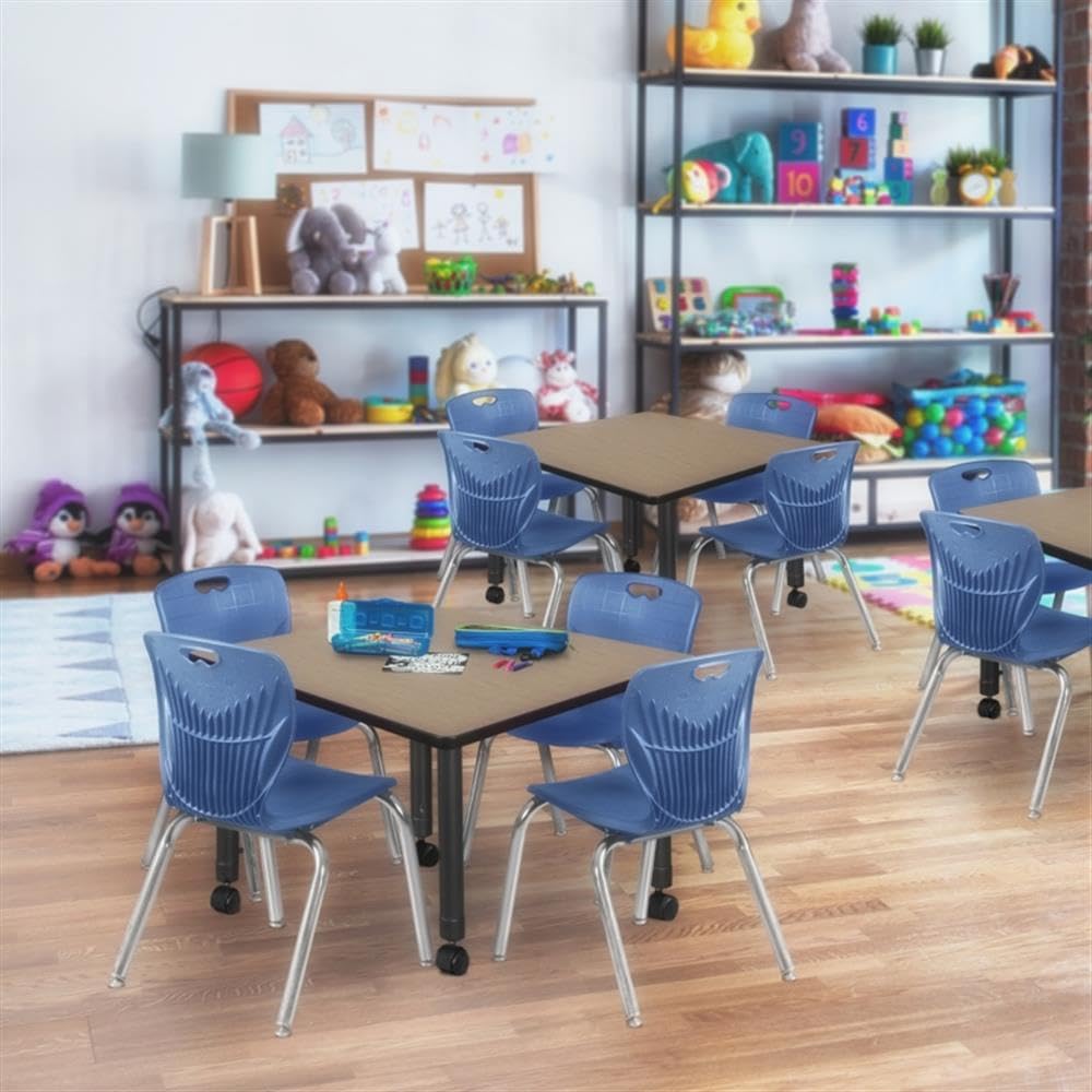 42" Square Mobile Table with 4 Stack Chairs A3989