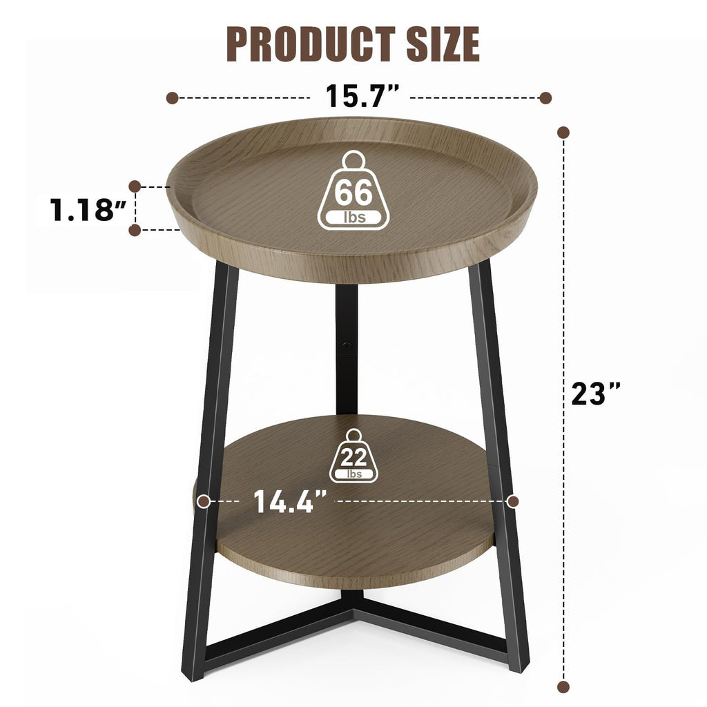 Round 2 Tier End Table with Storage Shelf G531