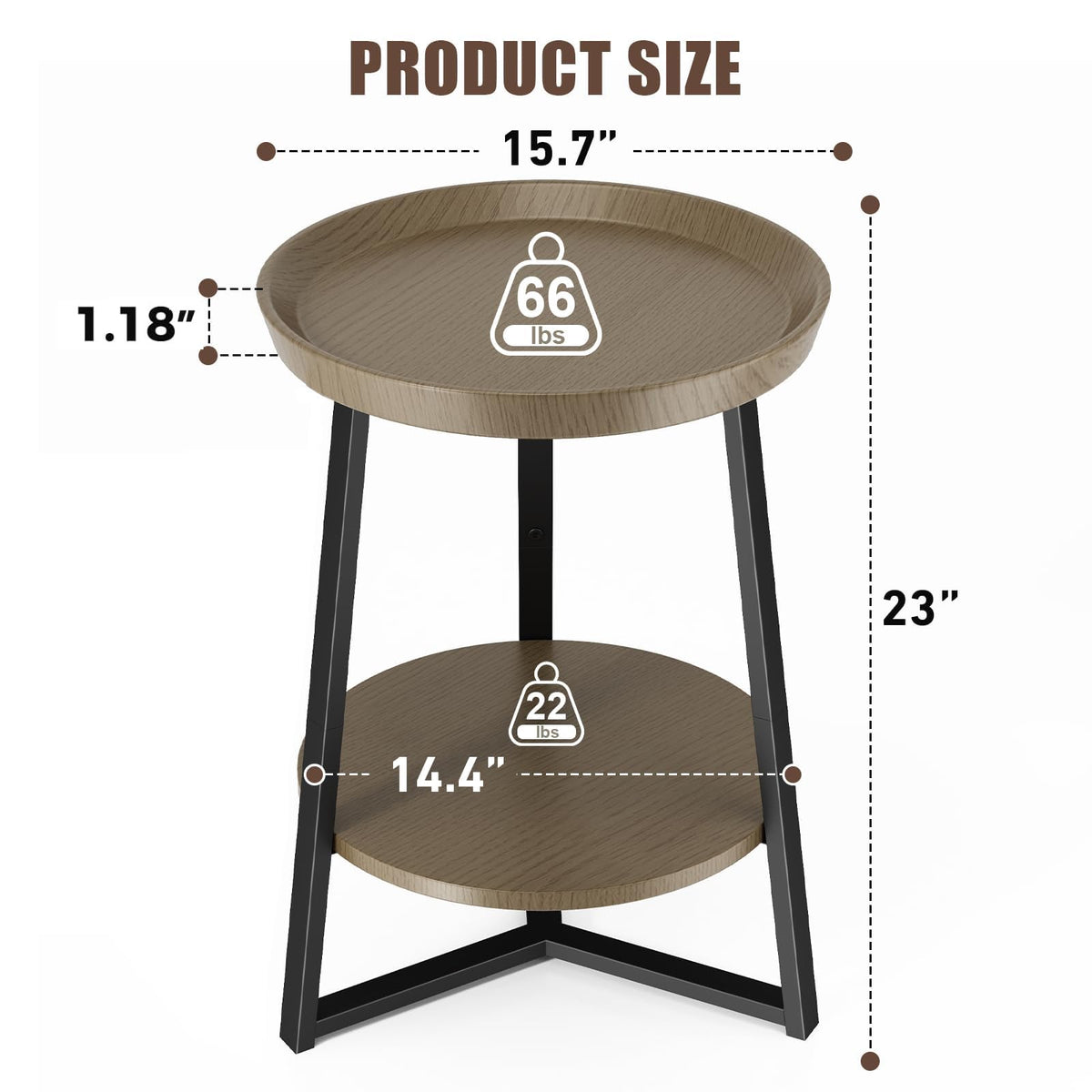 Round 2 Tier End Table with Storage Shelf G531