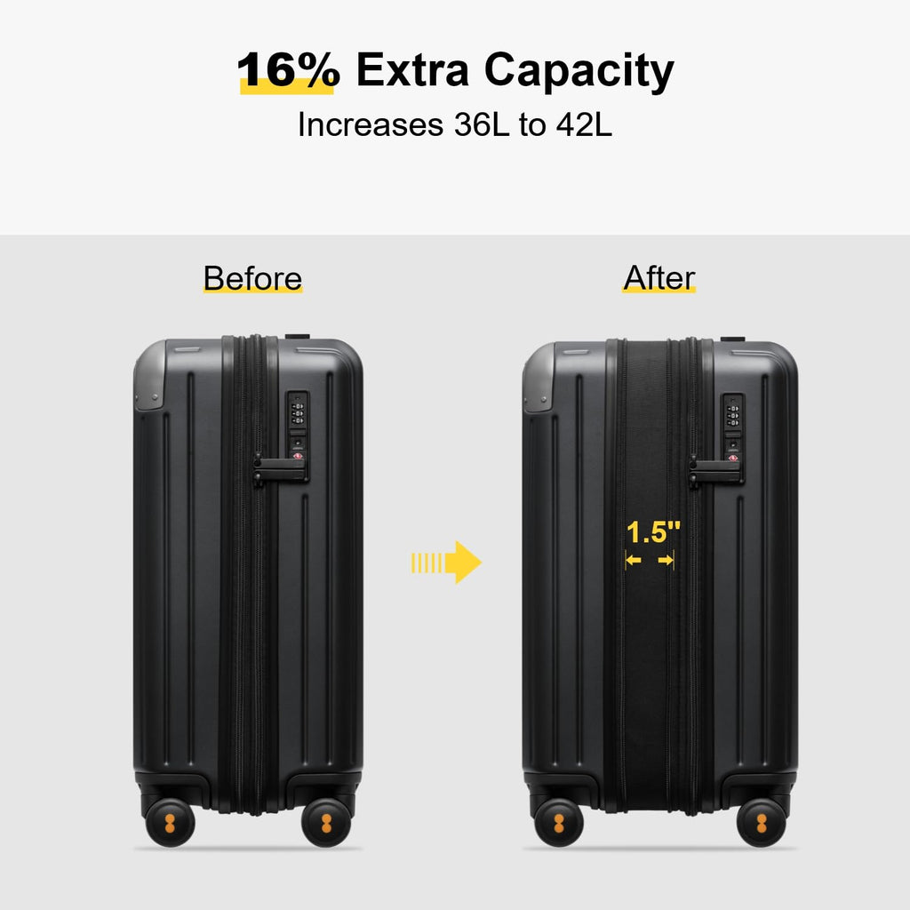 Expandable Hardside Carry on Luggage Black O541688