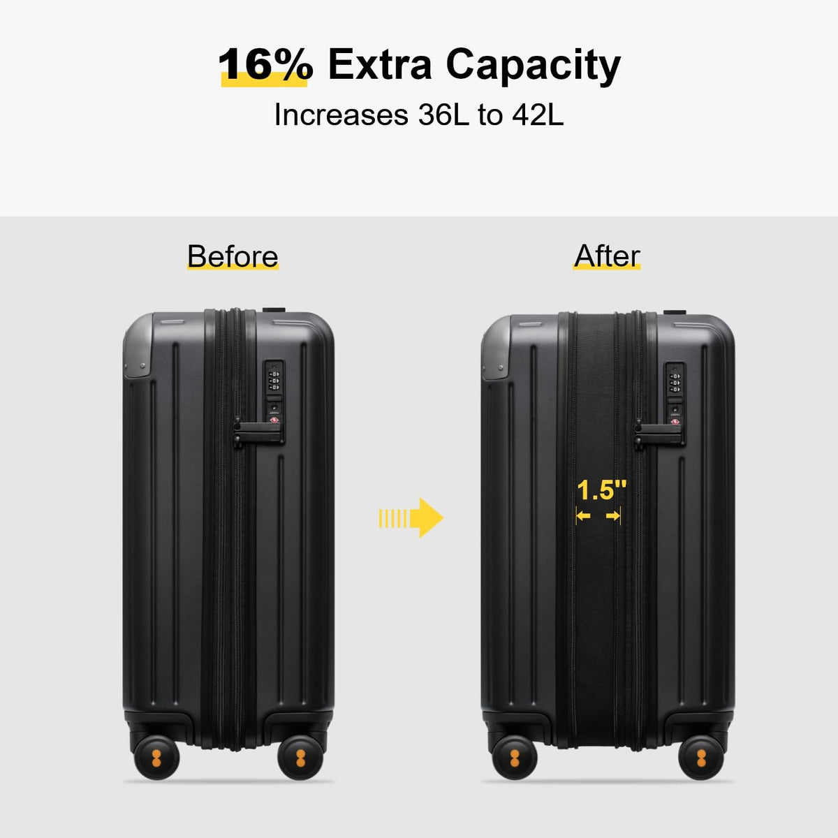 Expandable Hardside Carry on Luggage Black O541688