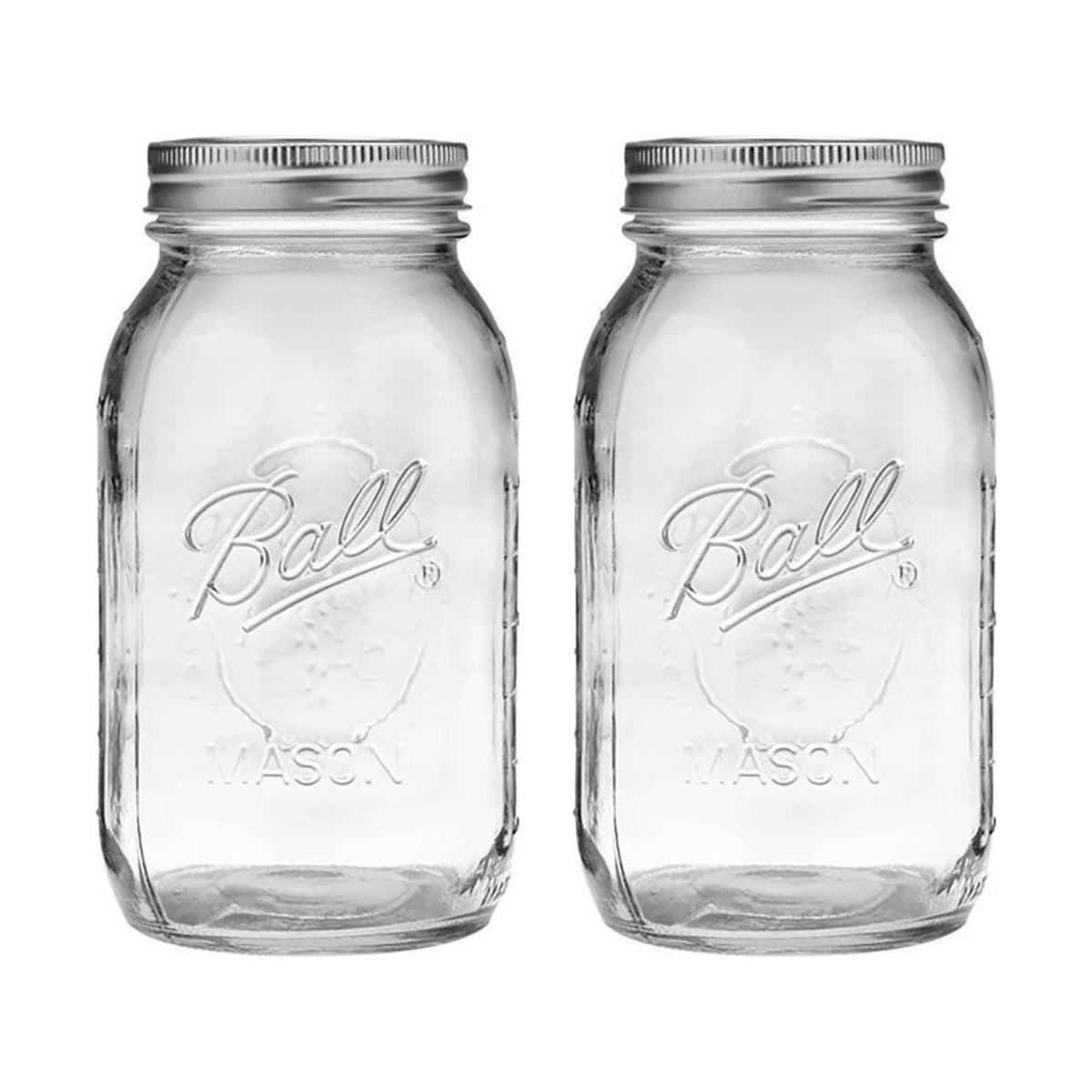 Regular Mouth 32-Ounces Mason Jar with Lids and Bands, Clear, Pack Of 2 G174508
