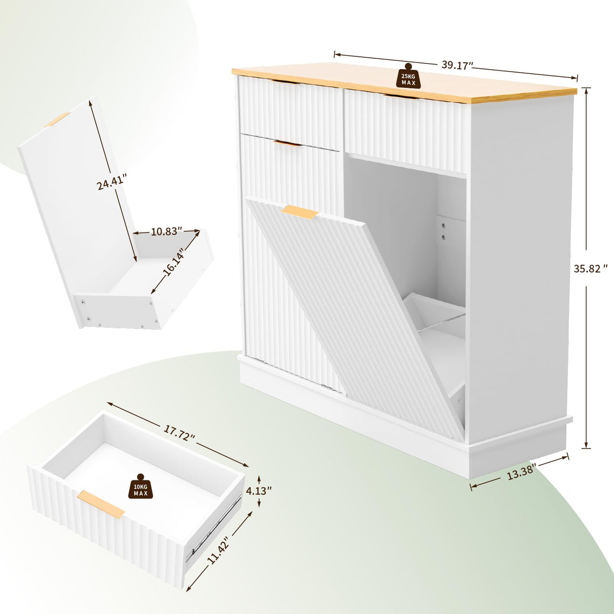 White Double Tilt Out Trash Can Cabinet C5465
