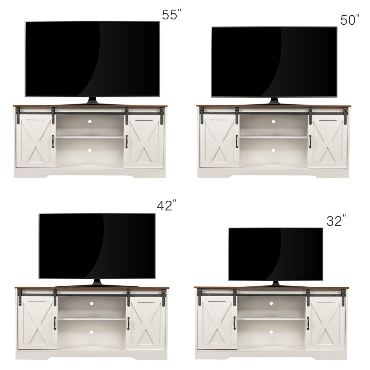 White Sliding Barn Door TV Stand K618