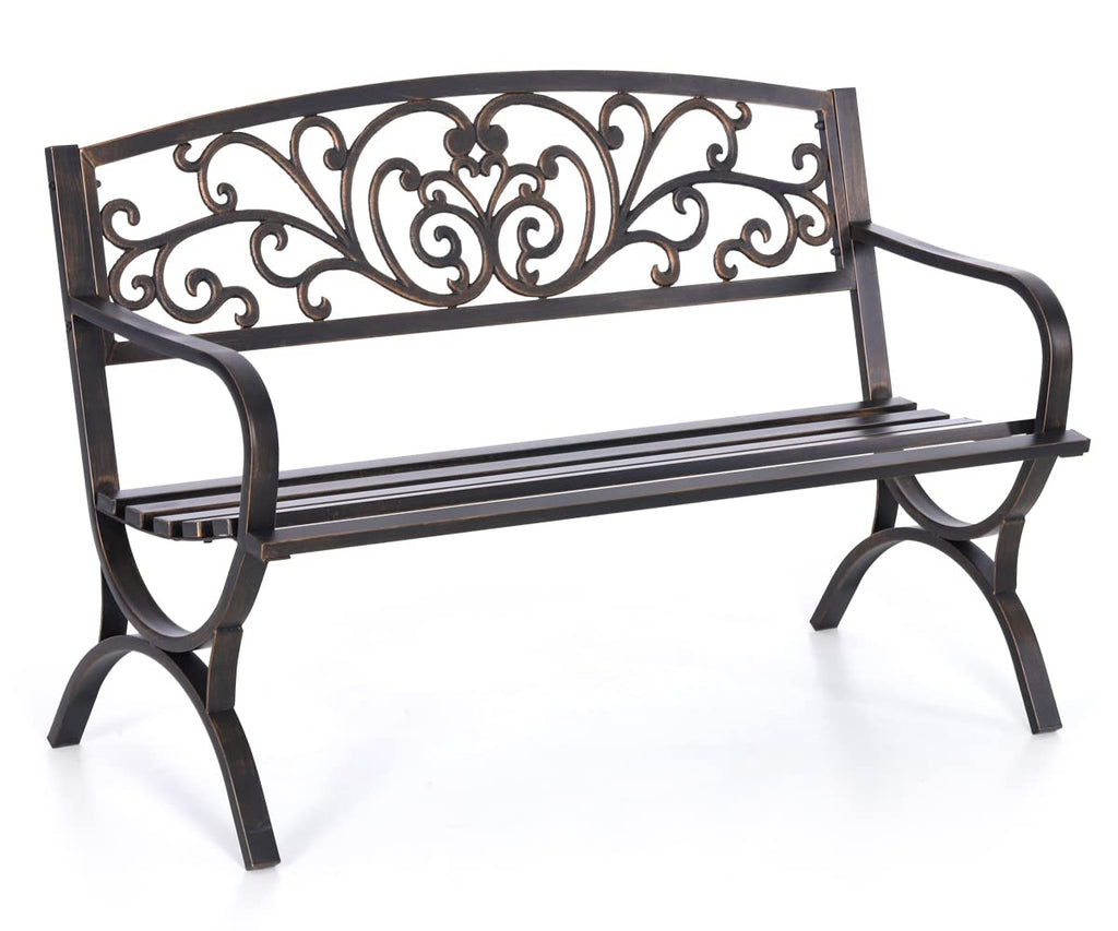 50 Inches Bronze Metal Garden Bench N3832
