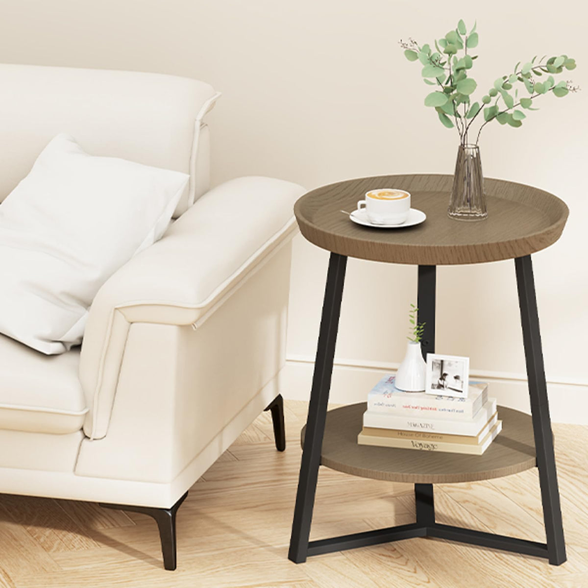 Round 2 Tier End Table with Storage Shelf G531