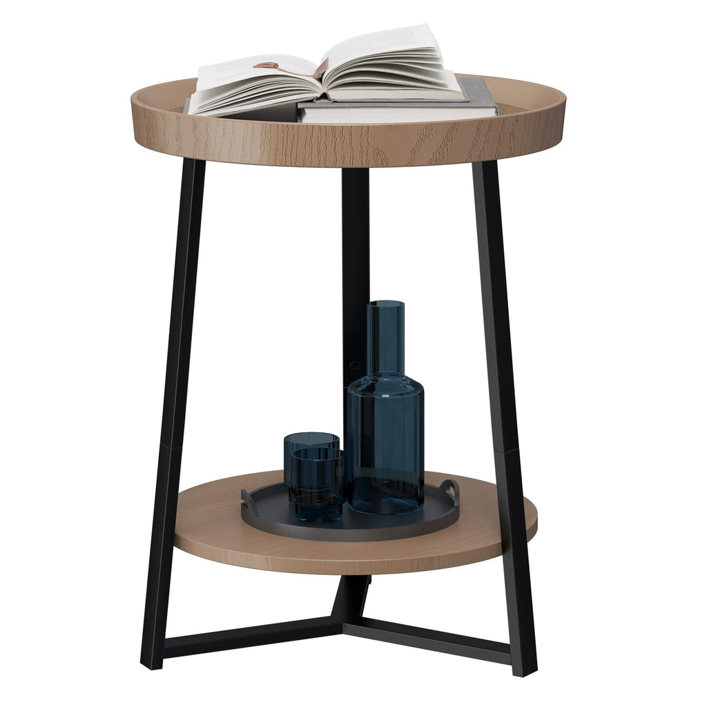 Round 2 Tier End Table with Storage Shelf G531