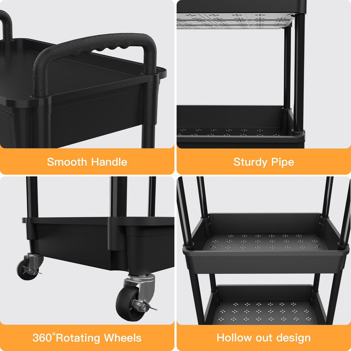 3 Tier Rolling Utility Cart with Drawer A27687