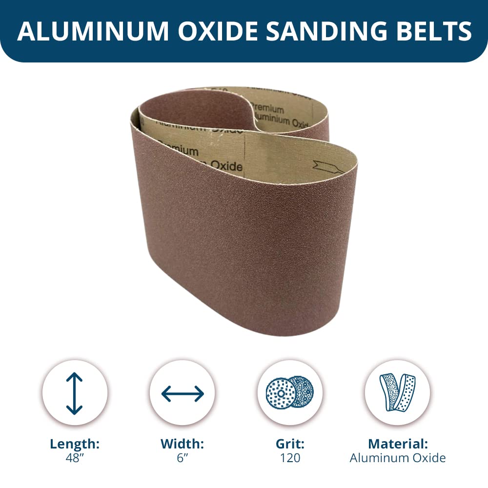 6” x 48” Aluminum Oxide Sanding Belts 120 Grit 2 Pack G96625