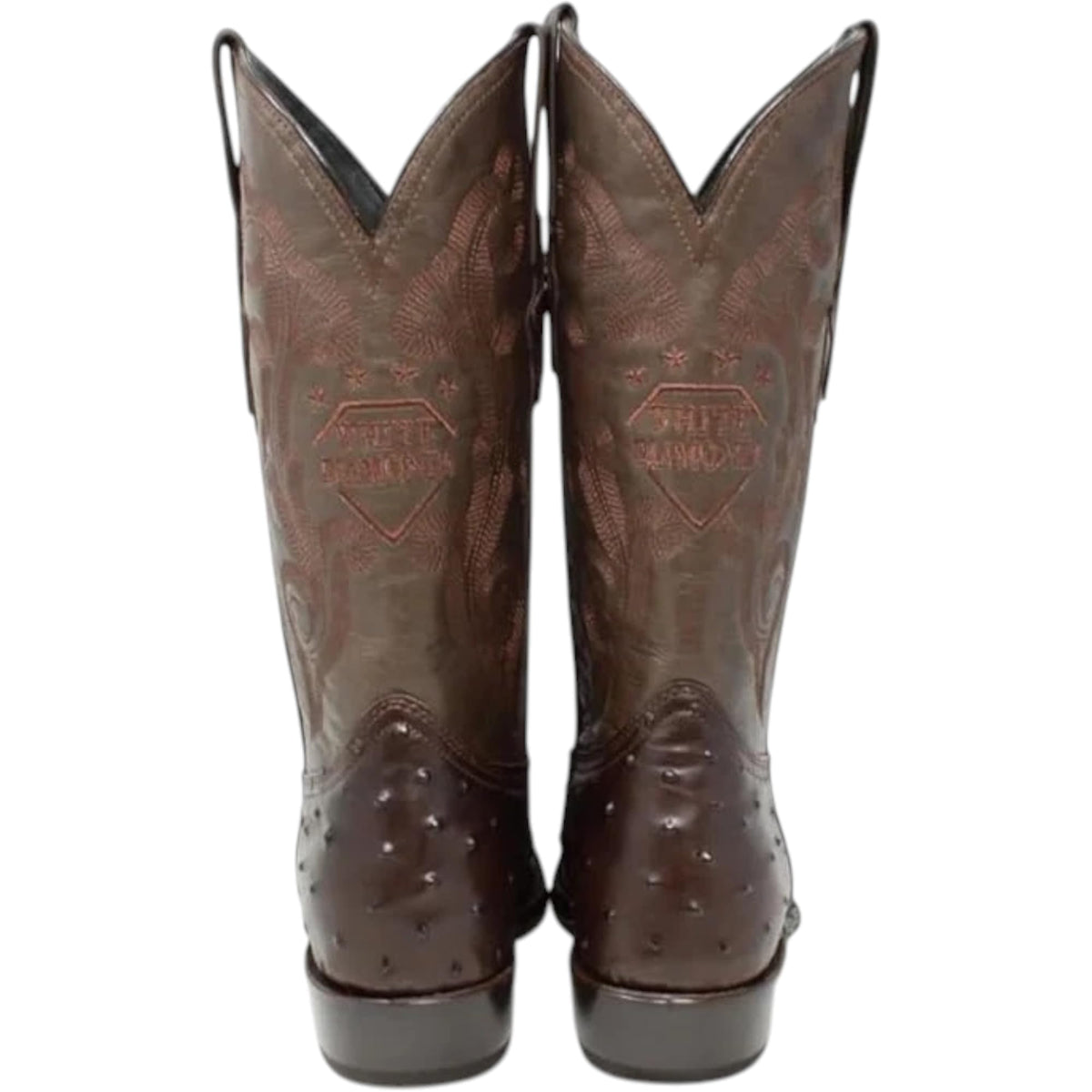 White Ostrich Print Leather Western Cowboy Boots J36356