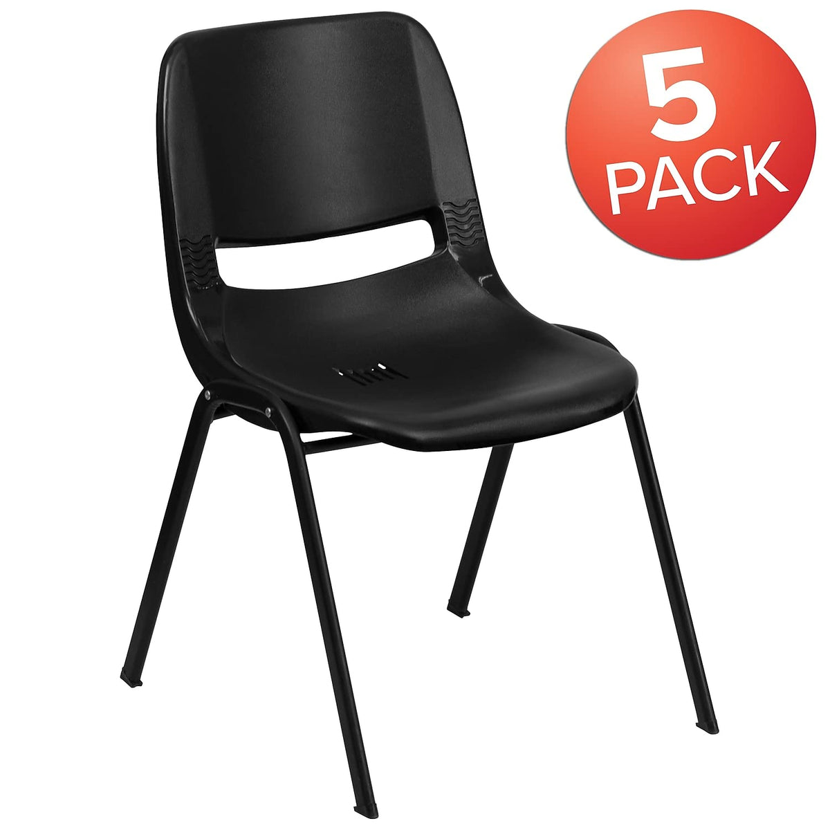 Black Ergonomic Stack Chair 5-Pack O34574