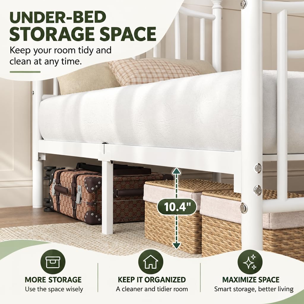 Twin Size Bed Frame with Victorian Headboard & Footboard Z48133