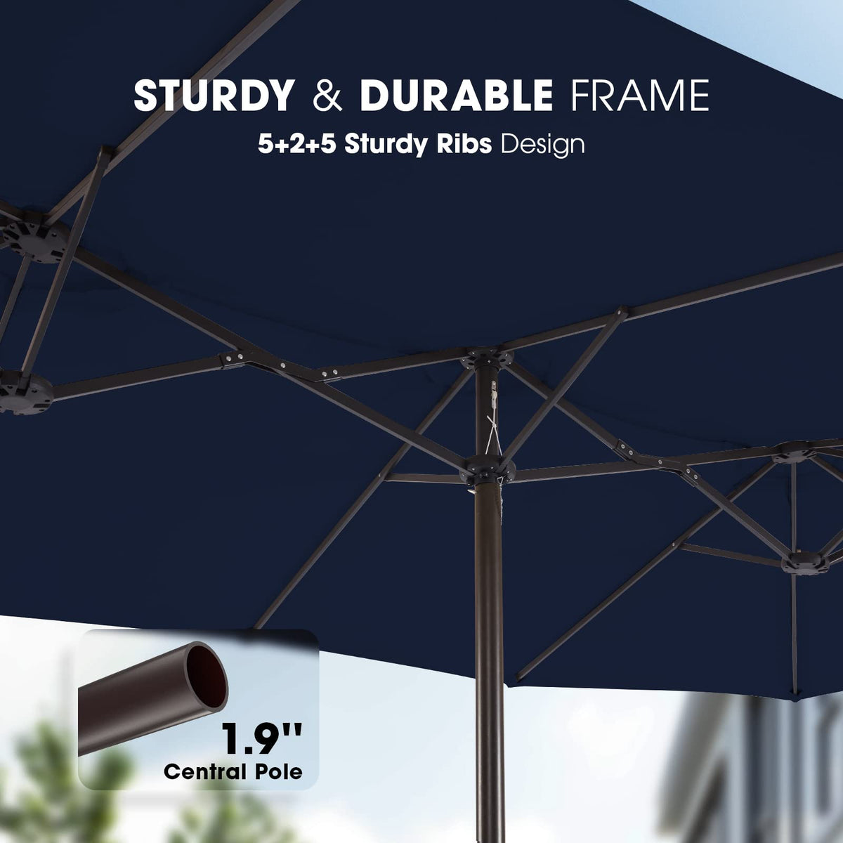 15ft Double-Sided Patio Umbrella with Base H90905