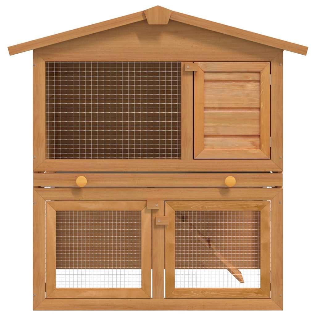 2-Tier Outdoor Rabbit Hutch with Wood Frame and Ramp Y716674