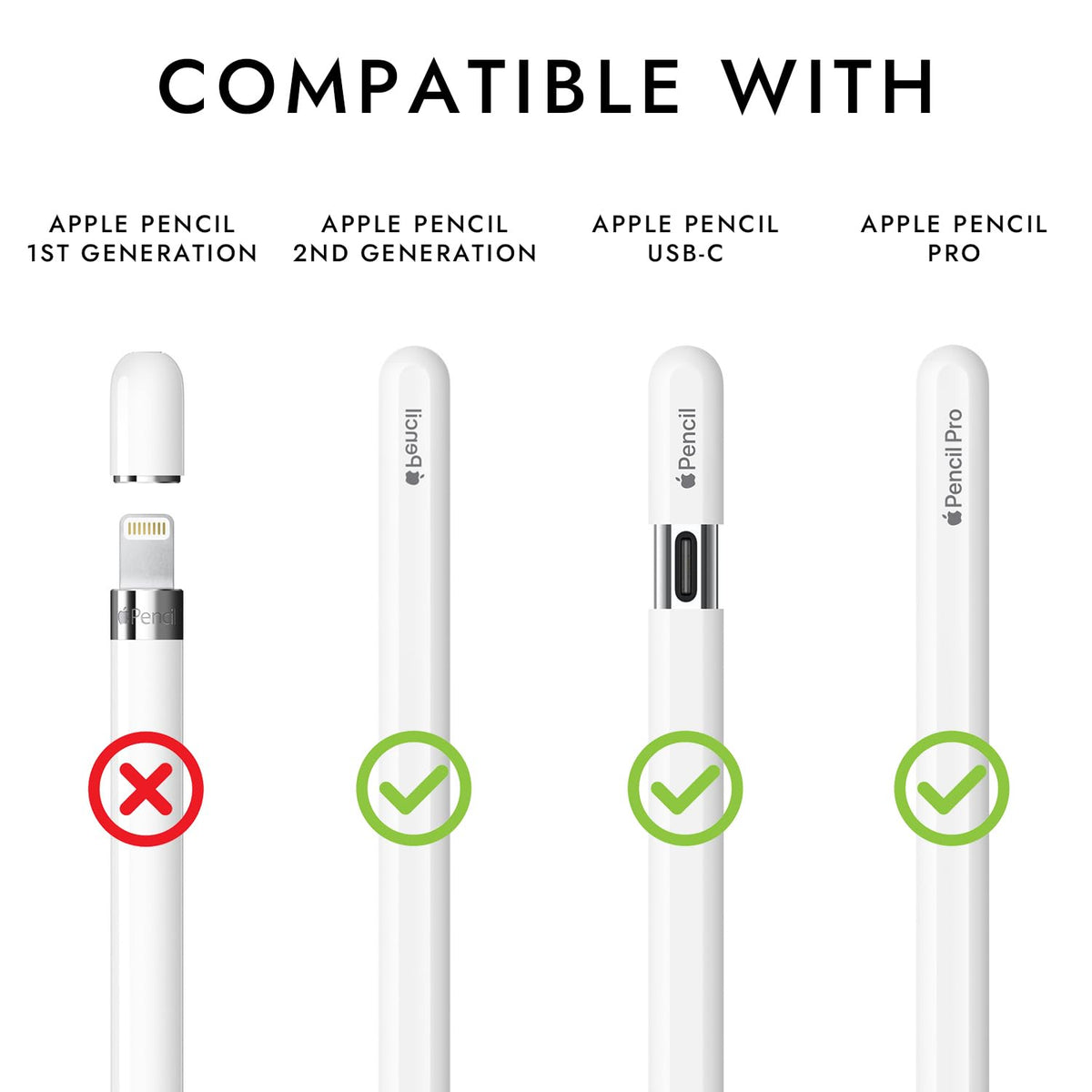 Silicone Grip Compatible with Apple Pencil 2nd Generation, USB-C & Pro (Purple/Pink/Yellow/Green) W205063