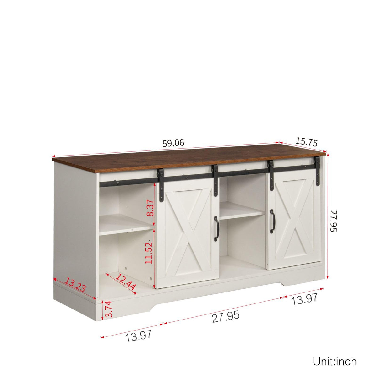 White Sliding Barn Door TV Stand K618