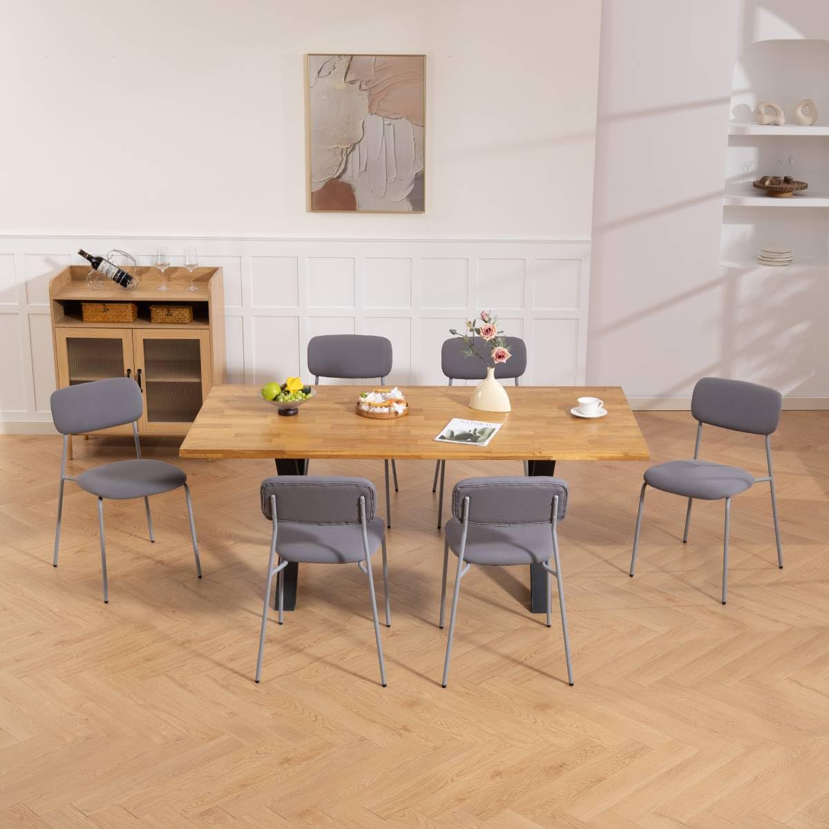 Grey Padded Stackable Chairs Set of 4 X48465