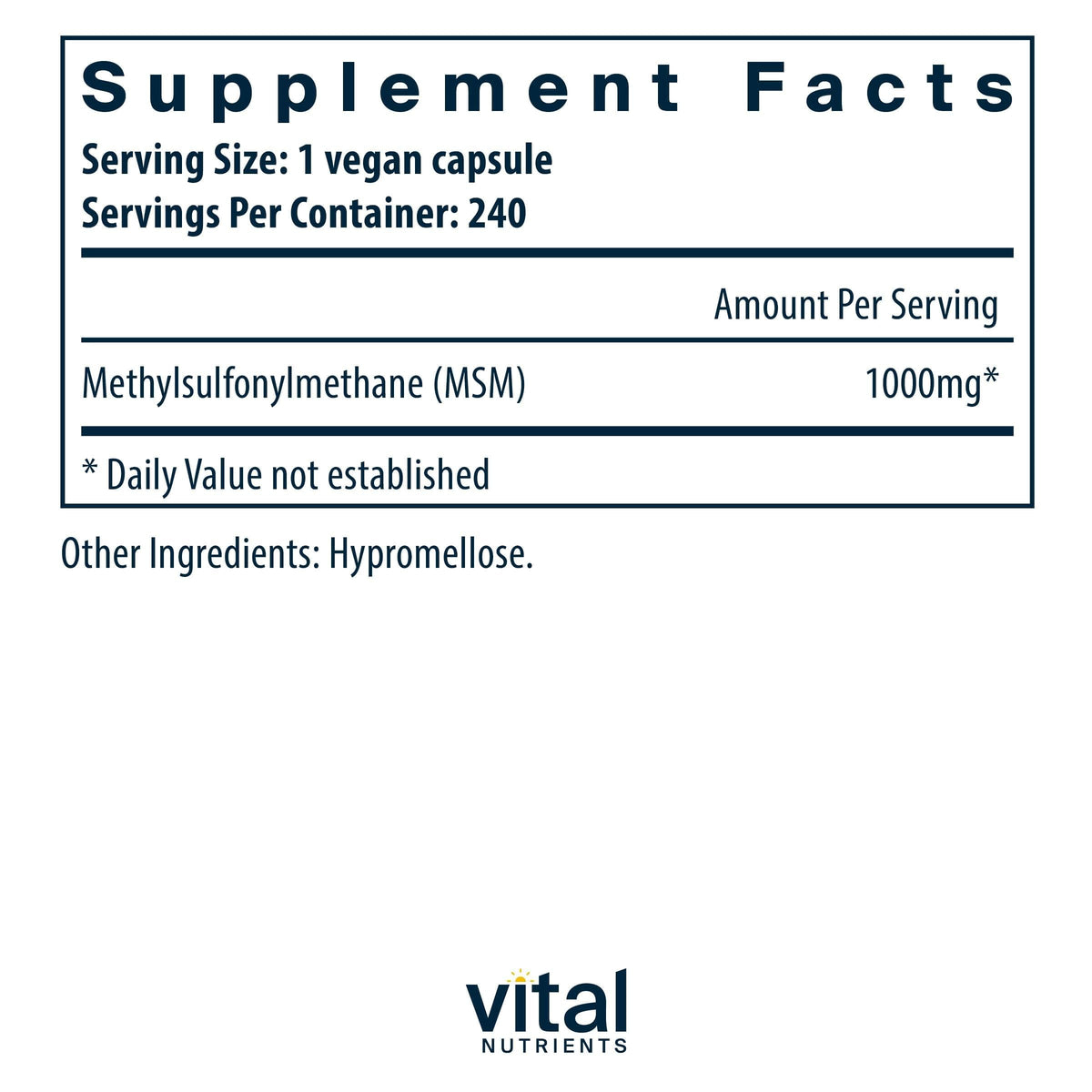 MSM 1,000mg 240 Capsules N6508