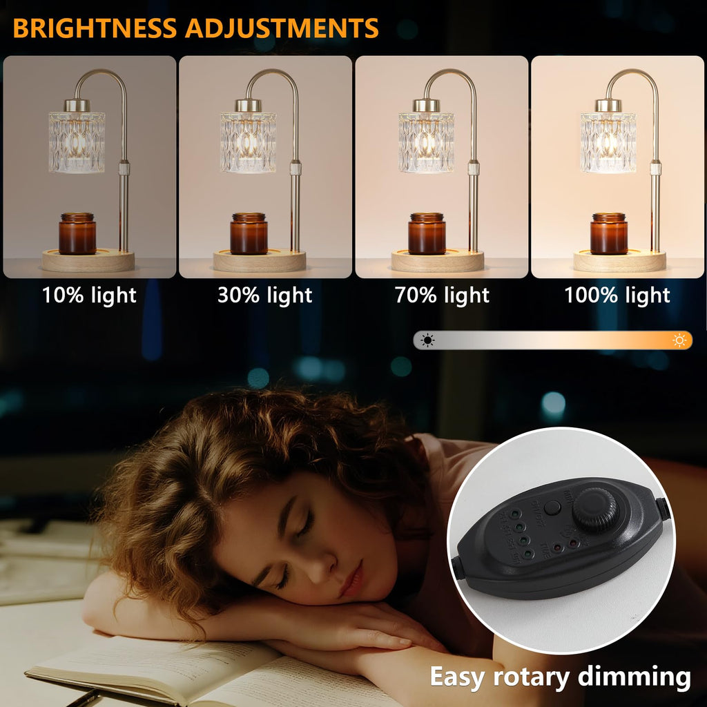 Gold Candle Warmer Lamp with Dimmer and Timer J568812