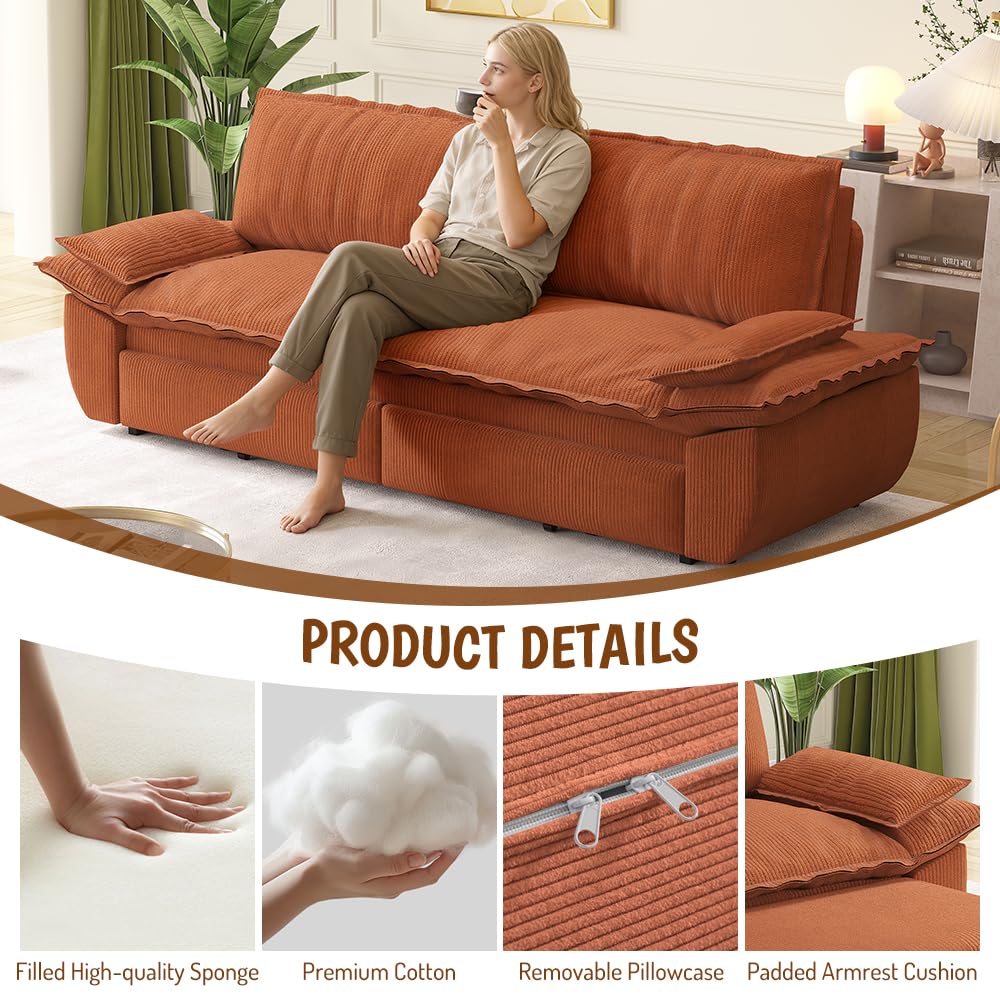 Orange Velvet Two Seater Sofa E59425