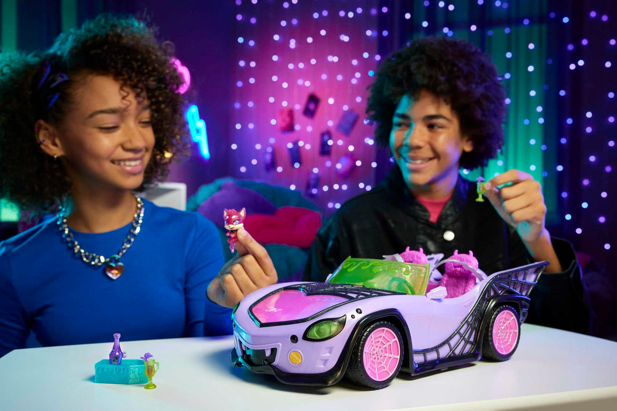 Purple Convertible Toy Car with Spiderweb Details K933