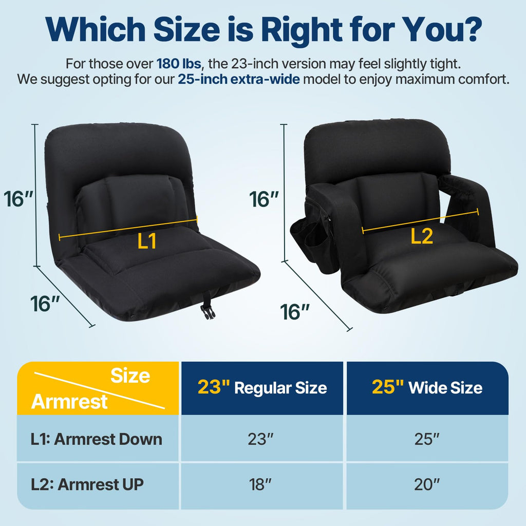 25'' Stadium Seat with Back Support, 2pcs K213