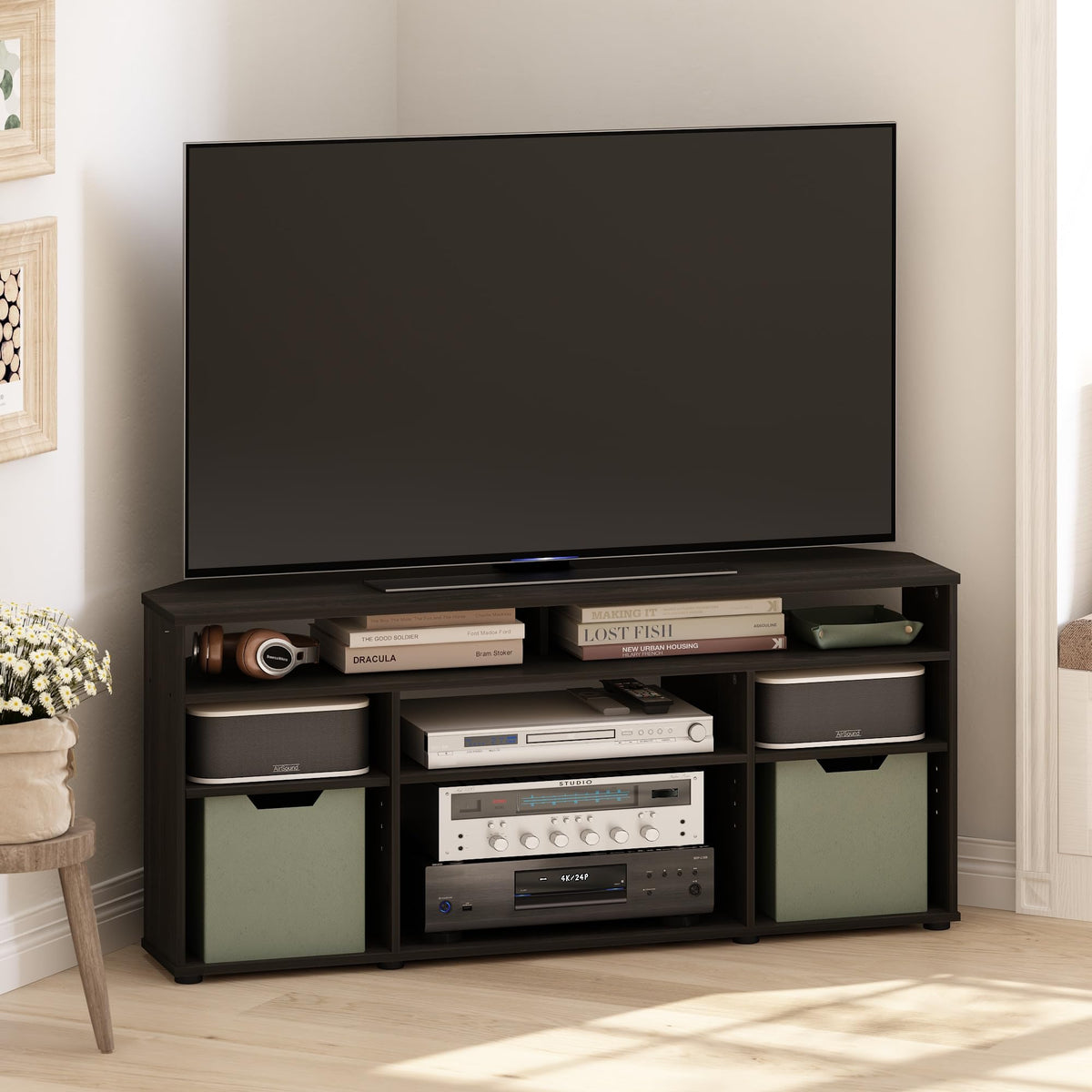 4-Tier Corner TV Stand with Storage Shelf I891