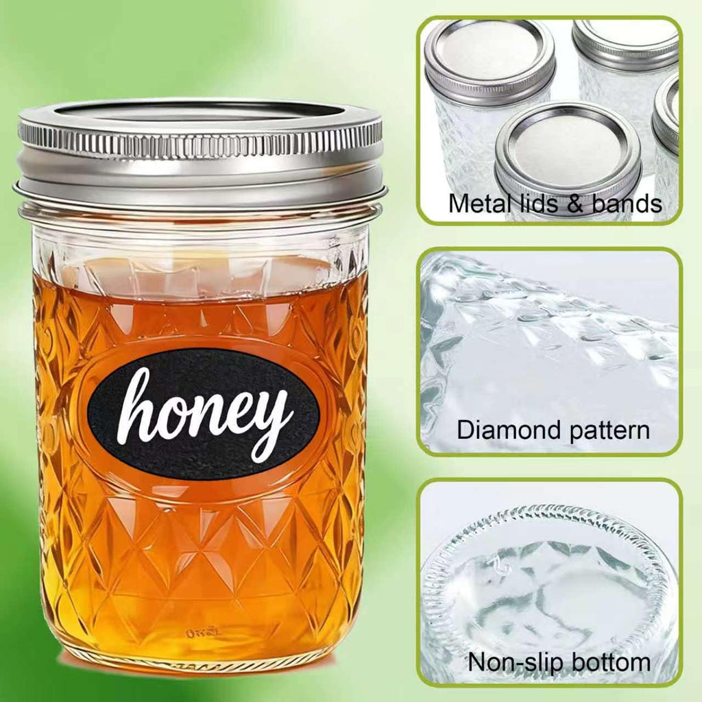 12 Pack Glass Mason Jars with Lids 16 oz & 8 oz I399177