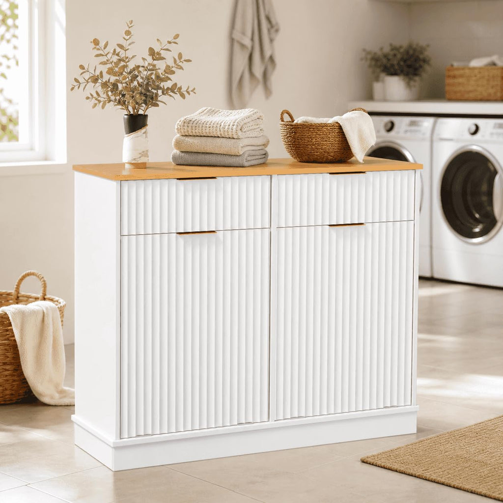 White Double Tilt Out Trash Can Cabinet C5465