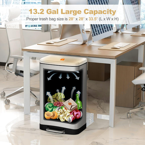 13.2 Gal Stainless Steel Step-on Trash Can W132913