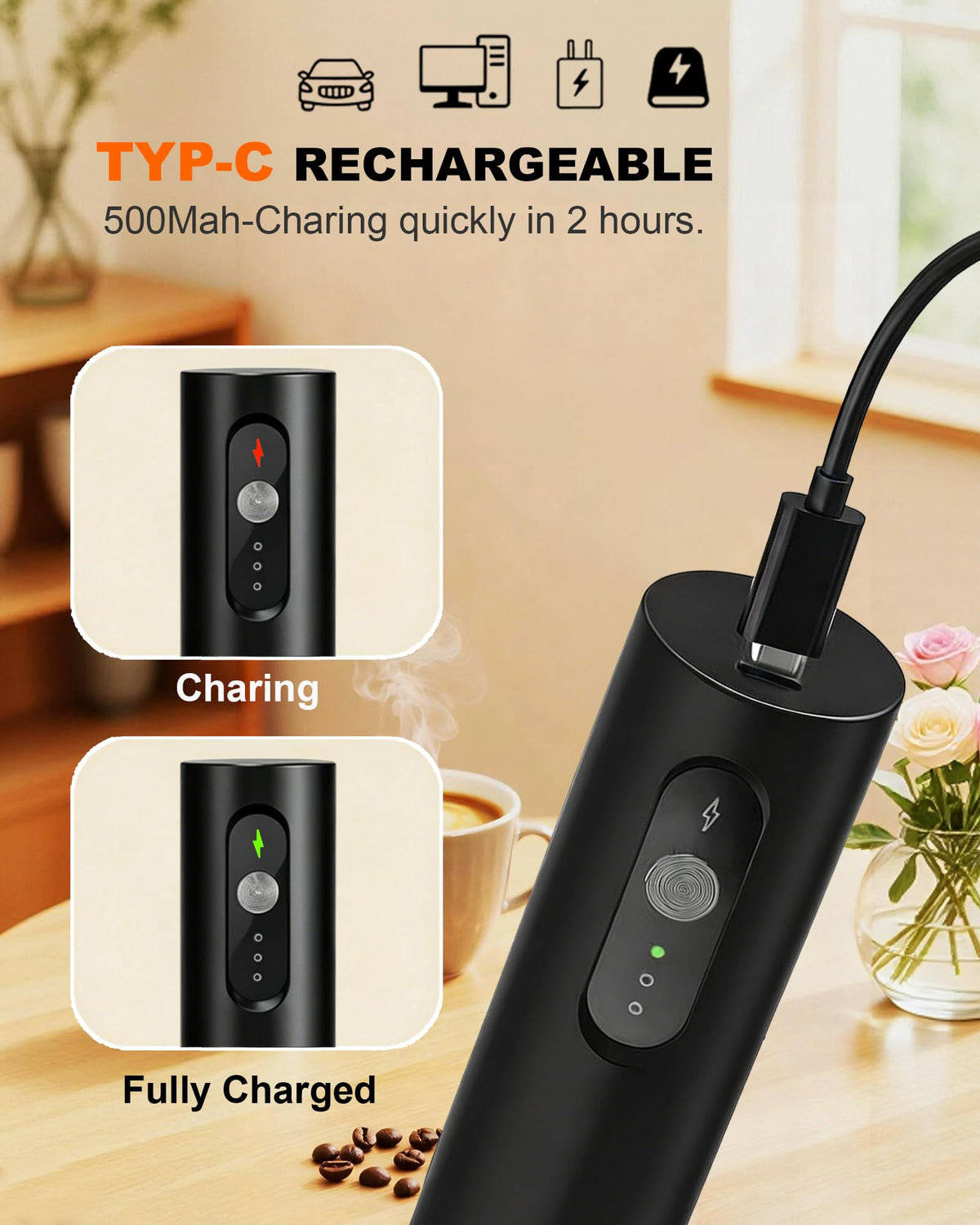 Rechargeable Handheld Milk Frother A849