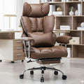 Big and Tall Brown PU Leather Office Chair with Lumbar Support G112