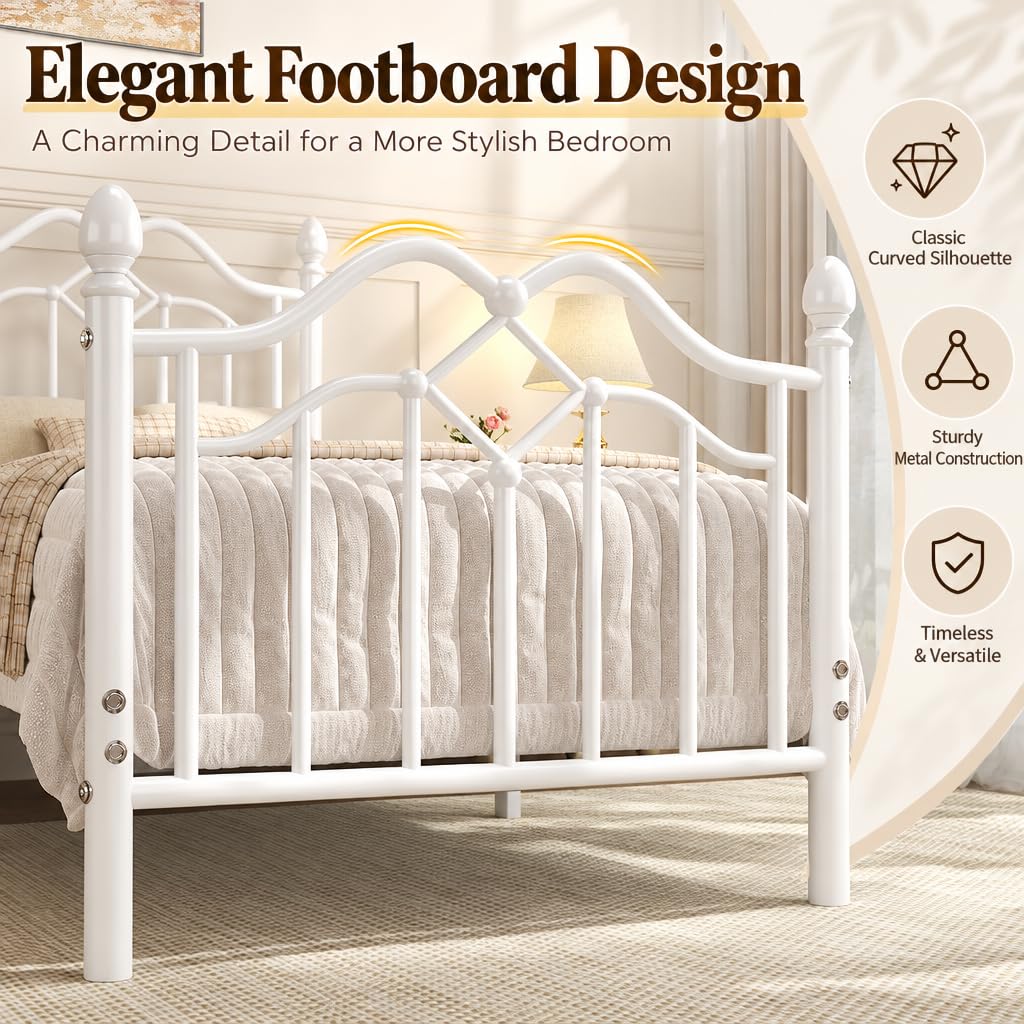 Twin Size Bed Frame with Victorian Headboard & Footboard Z48133