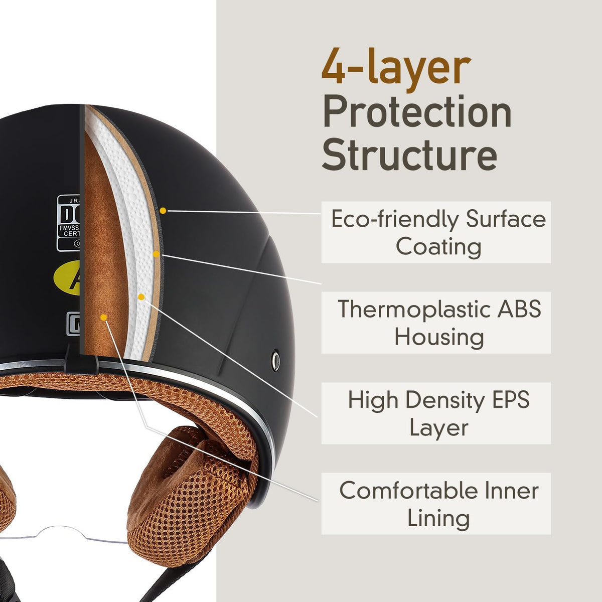 3/4 Open Face Motorcycle Helmet Dual Visors DOT Approved O72173