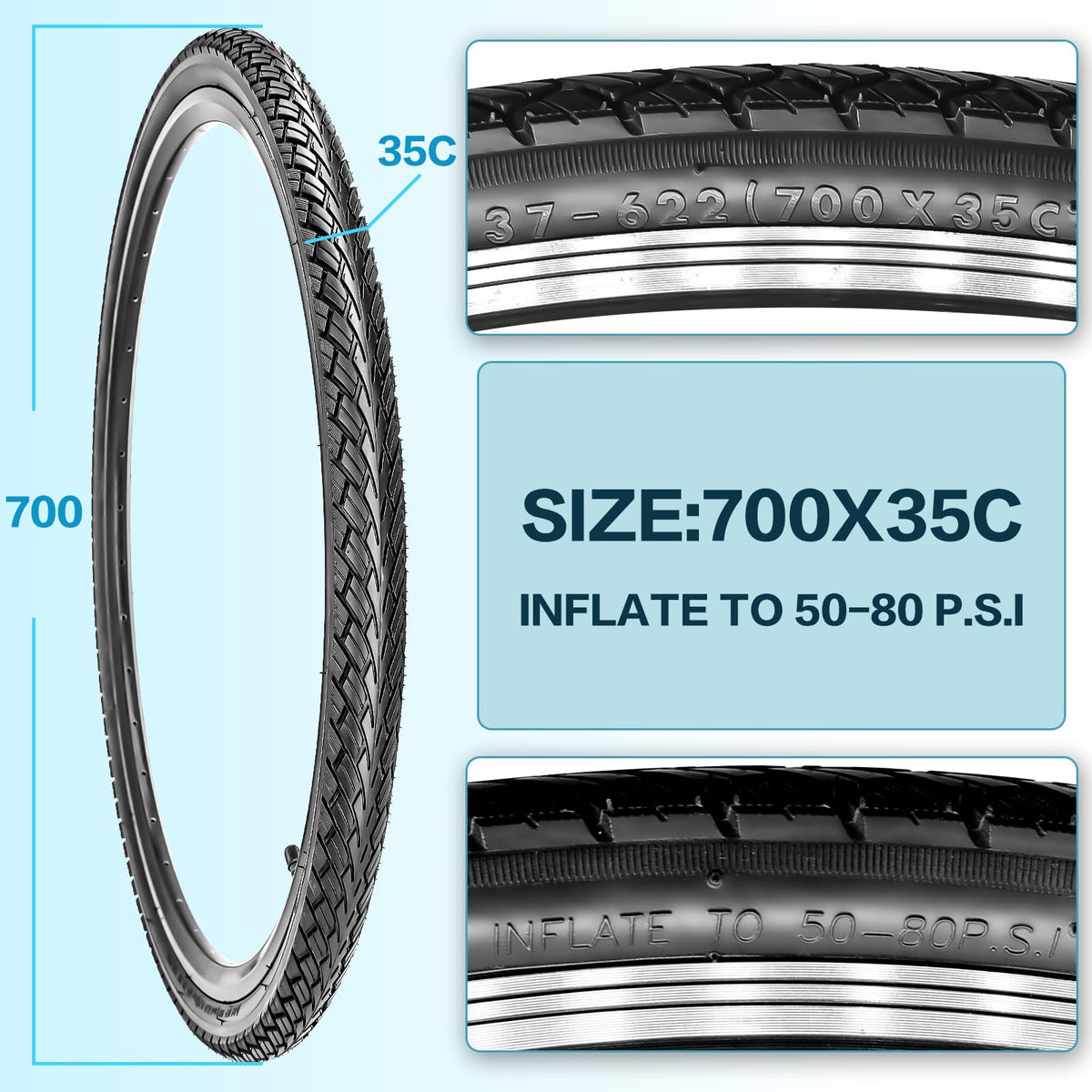 Foldable Road Bike Tires and Inner Tubes 2-Pack W4205