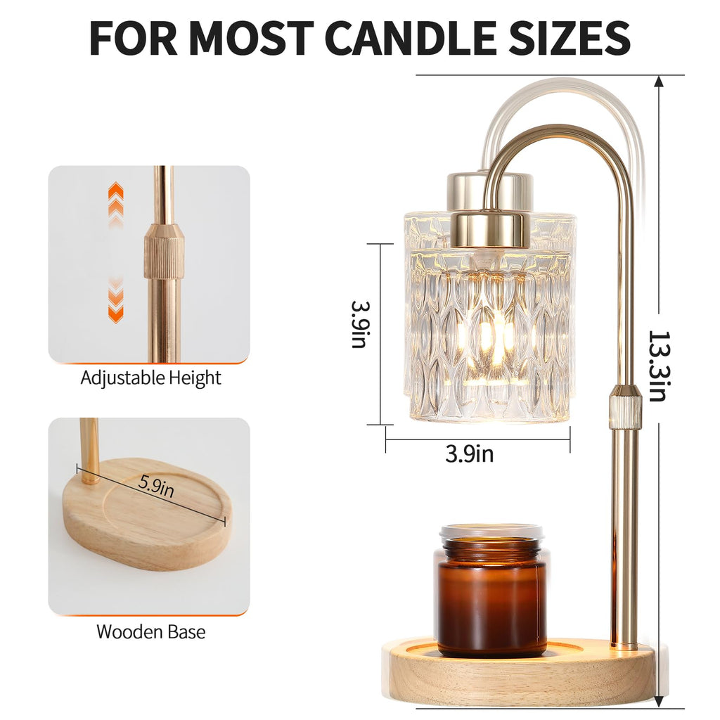 Gold Candle Warmer Lamp with Dimmer and Timer J568812