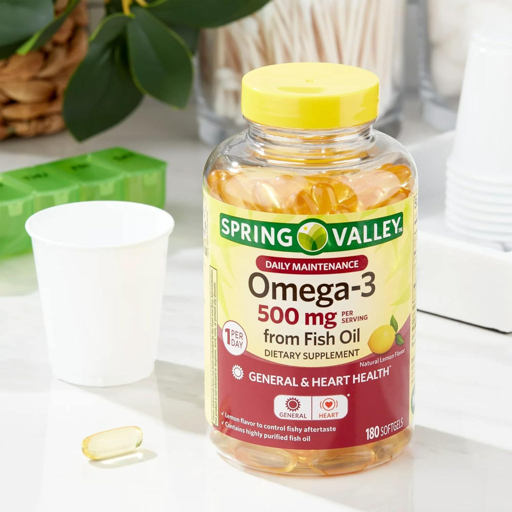 Omega-3 500 mg 180 Count Fish Oil Dietary Supplements B393