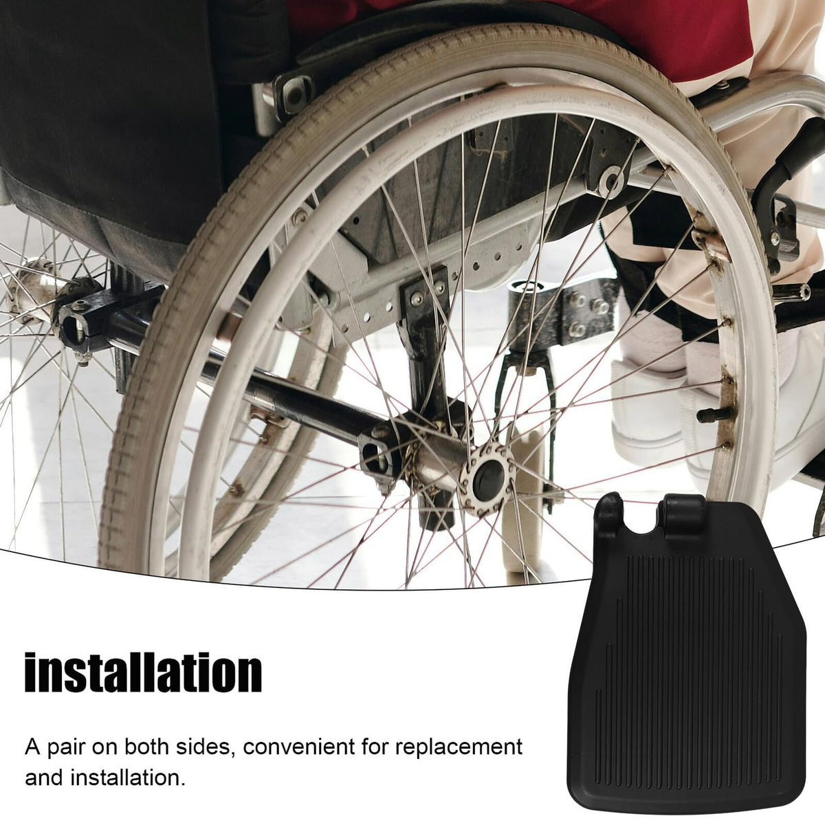 Black Plastic Wheelchair Footplates Replacement Pair Y2803
