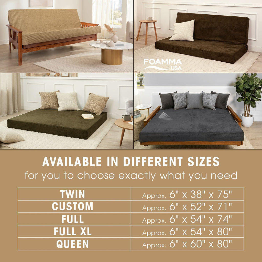 6-Inch Memory Foam Futon Mattress with Removable Cover R299725